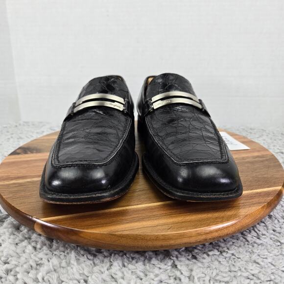 Mezlan Mens 9.5M Alligator Black Slip On Business Casual Lifestyle Daily Loafer